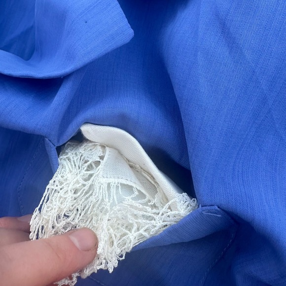 Leslie Fay Petite Vintage Belted Shirt Dress Pleated Career‎ Blue 8P - Picture 8 of 13